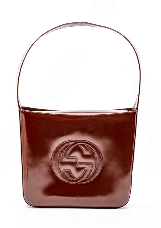 Gucci Brown Patent Leather Handbag