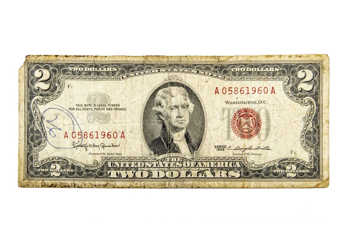 1963 US $2 Bill- Red Seal