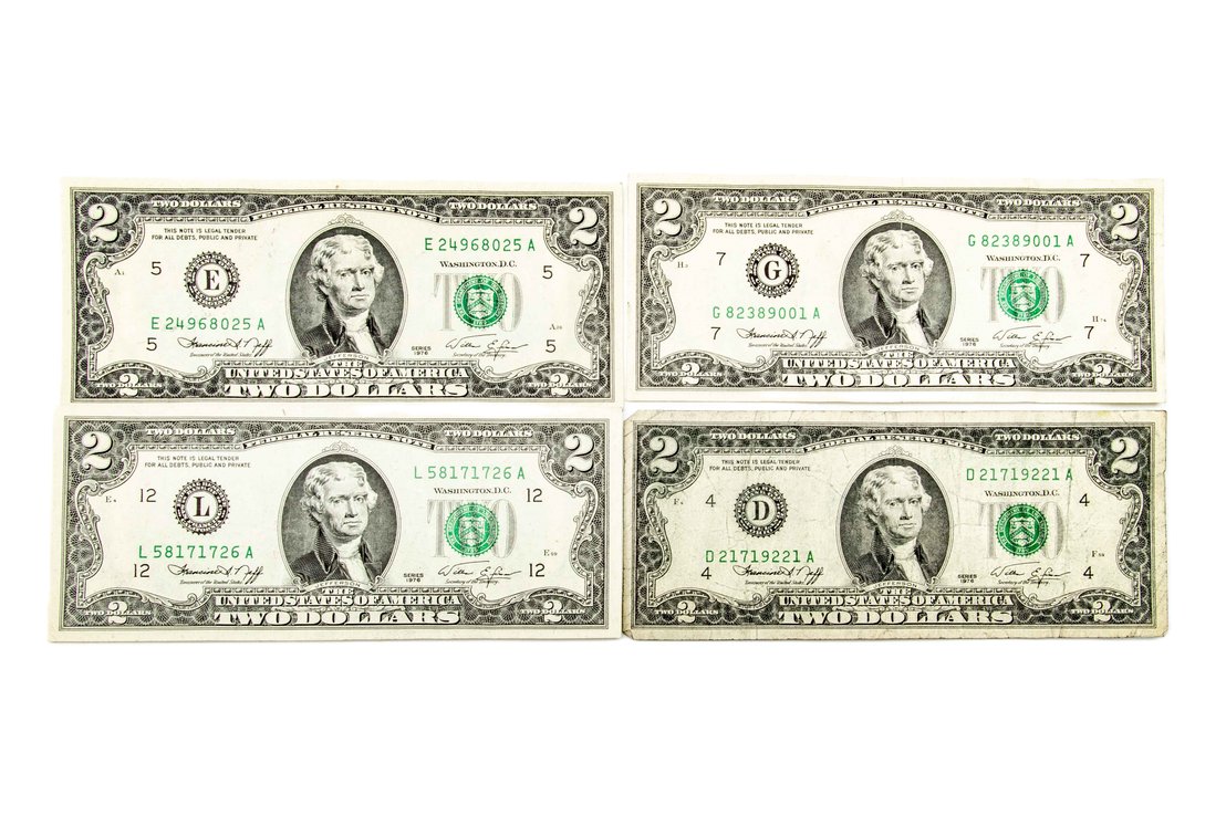 4- 1976 US $2 Bills