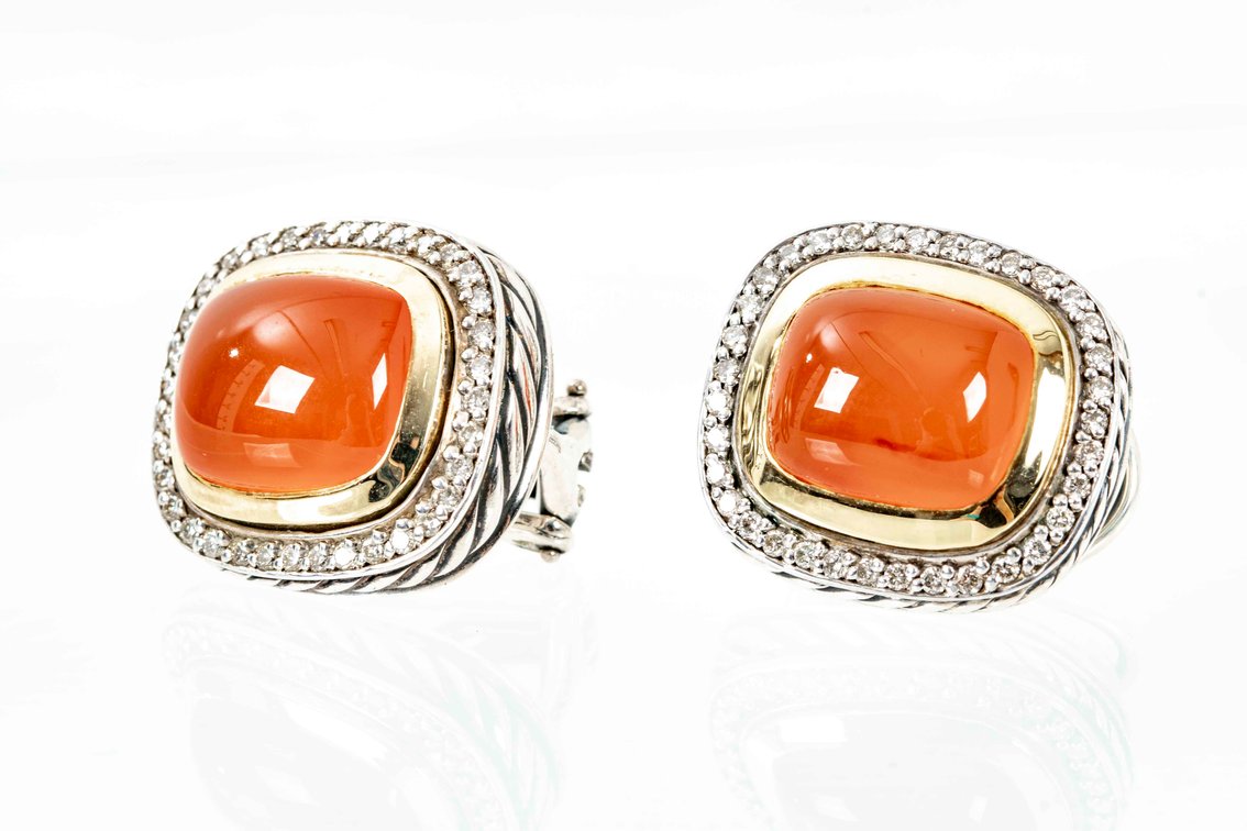 D. Yurman- Carnelian & Dia Albion Earrings- 18.4 G