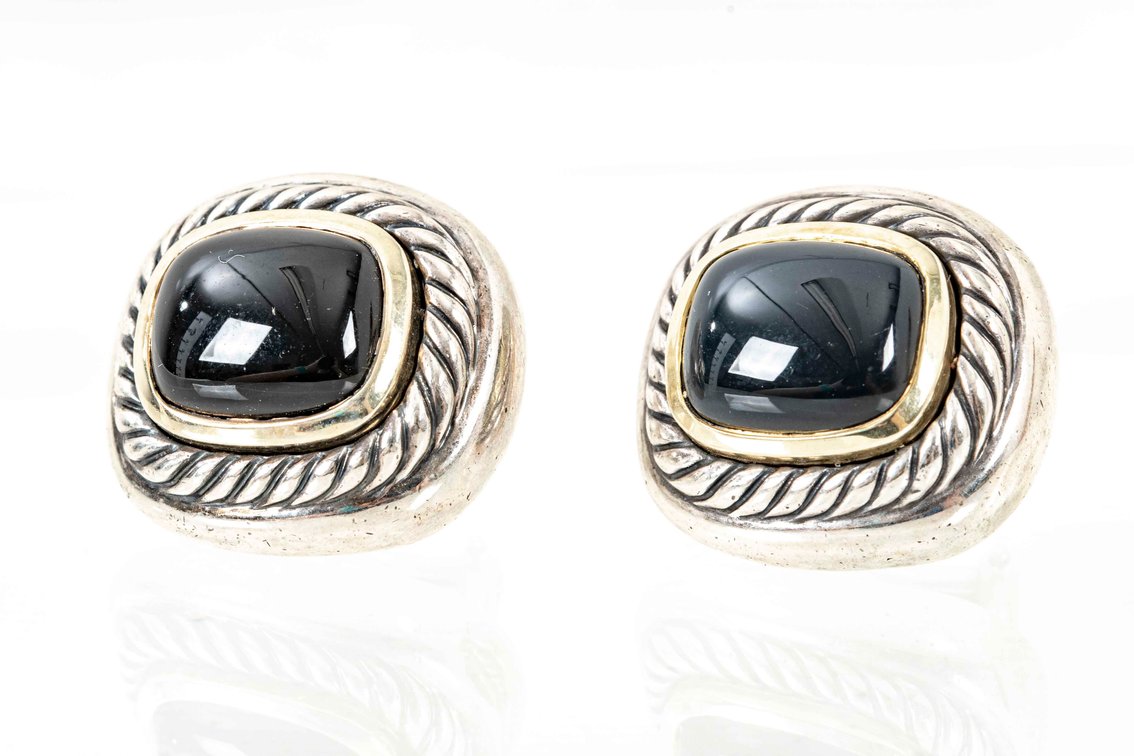 D. Yurman- Bl. Onyx Albion Cable Earrings- 19.6 G