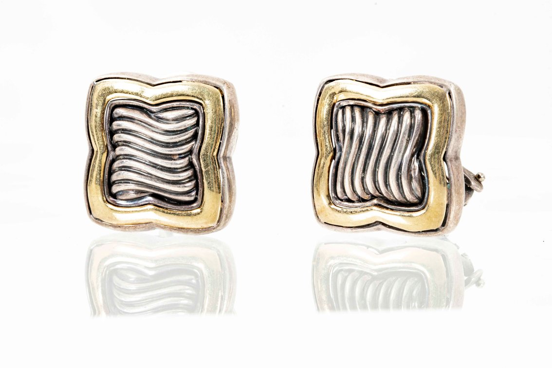D. Yurman-18K Quatrefoil Cable Earrings- 16.1 G