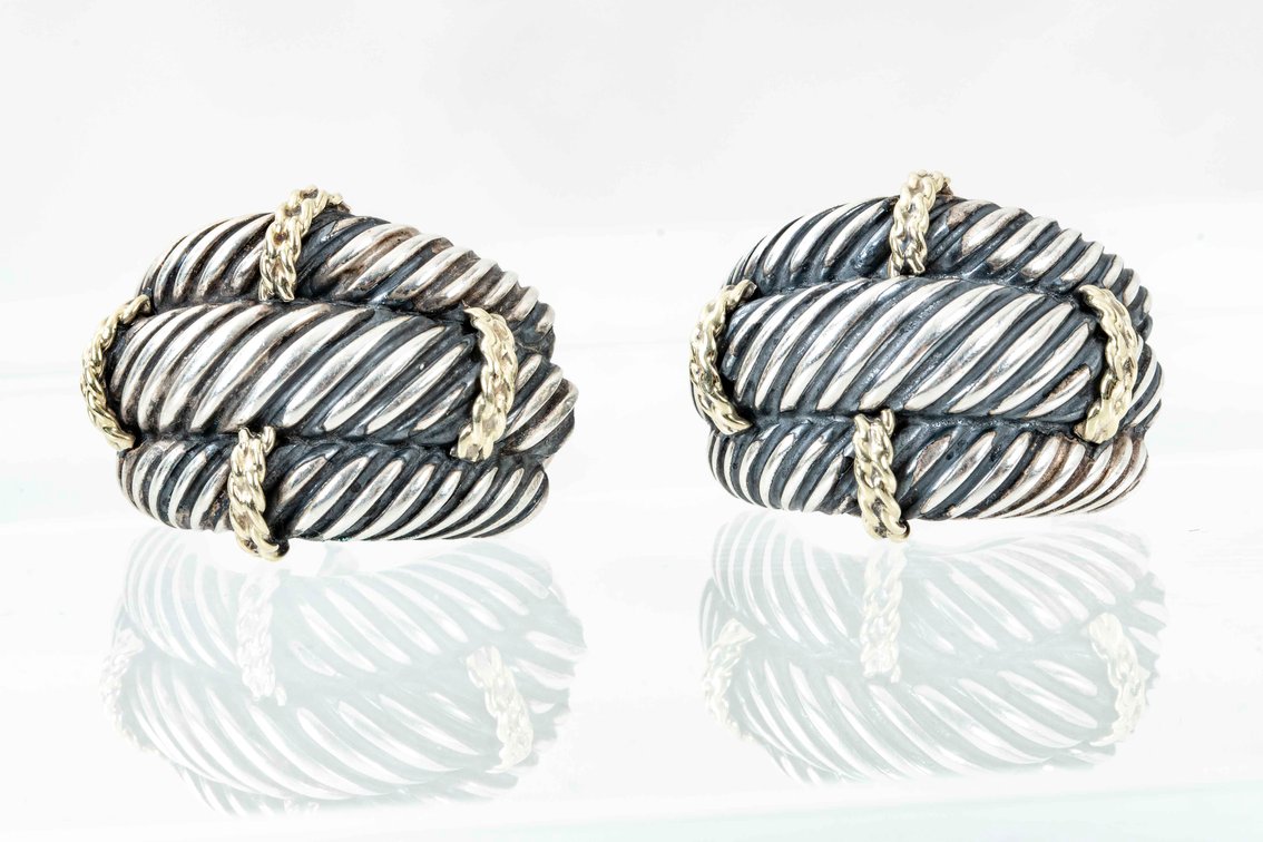 D. Yurman-3 Row Cable Earrings- 27.1 G