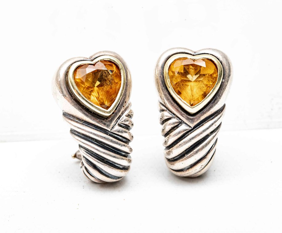 D. Yurman- Topaz Heart Shrimp Earrings- 11.9 G