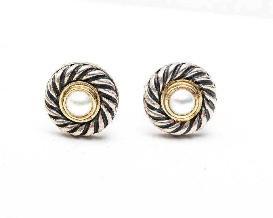 D. Yurman- Pearl & Cable Stud Earrings- 6 G