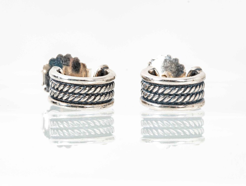 D. Yurman- Sterling Cable Hoop Earrings- 3.7 G
