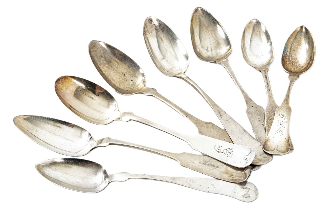 8 Coin Silver Spoons- 326.2 Grams