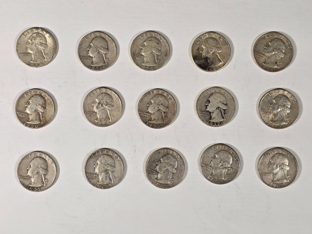 15 Silver Washington Quarters
