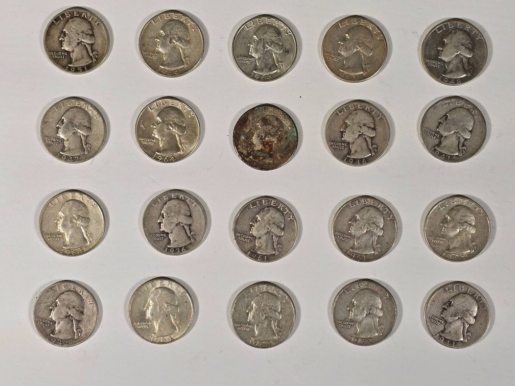20 Washington Silver Quarters