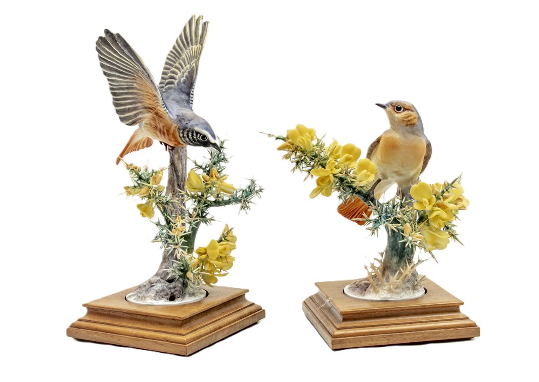 Royal Worcester Redstart & Gorse Figurine Pair