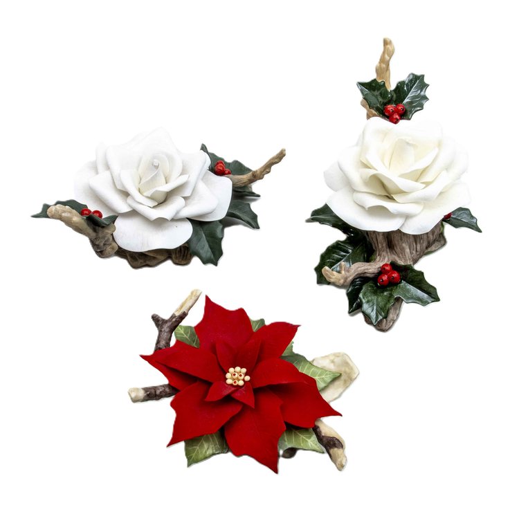 Boehm Christmas Roses & Poinsettia Sculptures