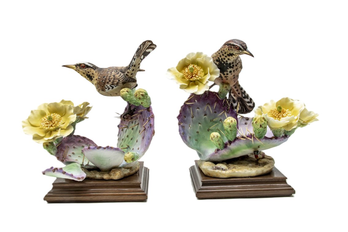 Royal Worcester Cactus Wren & Prickly Pear