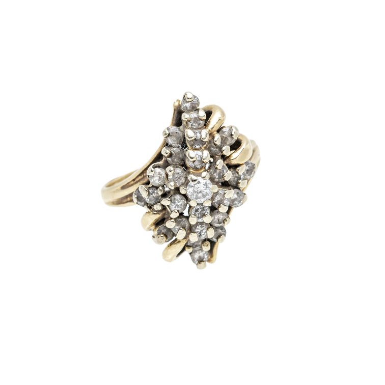 14K Gold & Diamond Cluster Ring- 5.1 G