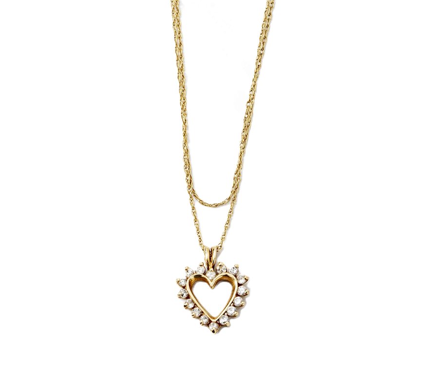 10K Gold Chain with Heart Pendant- 2.4 G