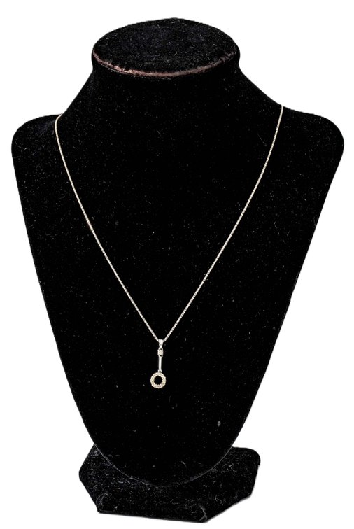 14K Wh. Gold/ Diamond Pendant w/ Ster Chain- 2.8 G
