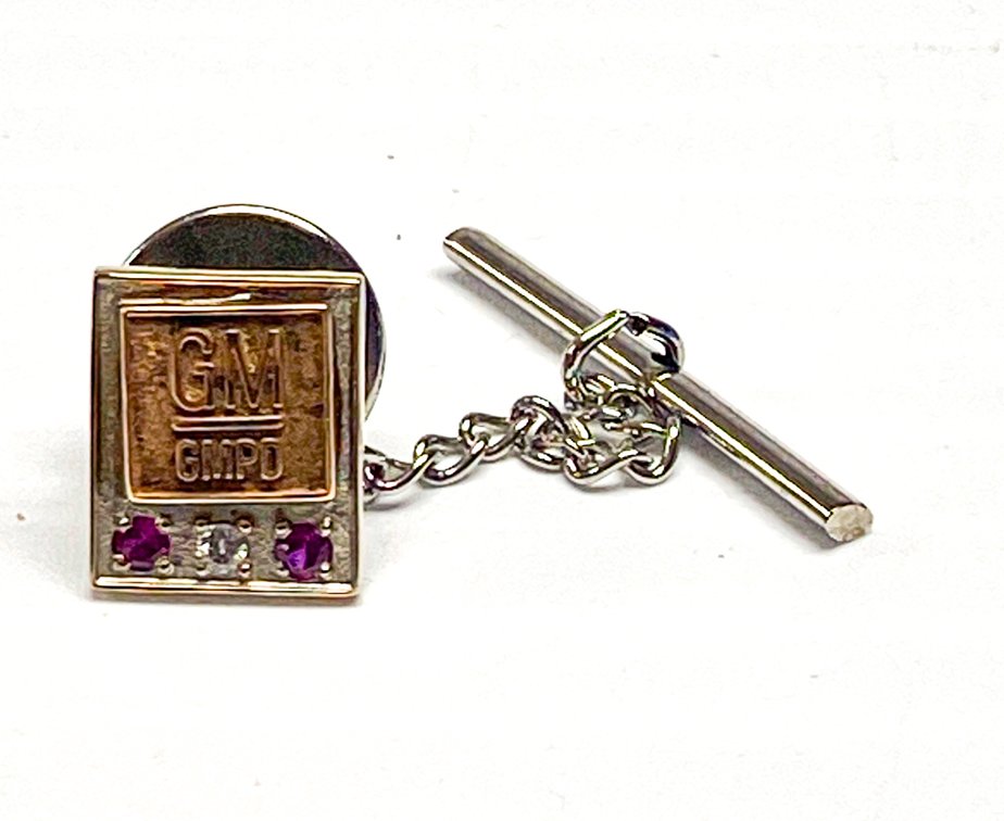 10K Gold GM Pin with Ruby and Diamond Accents