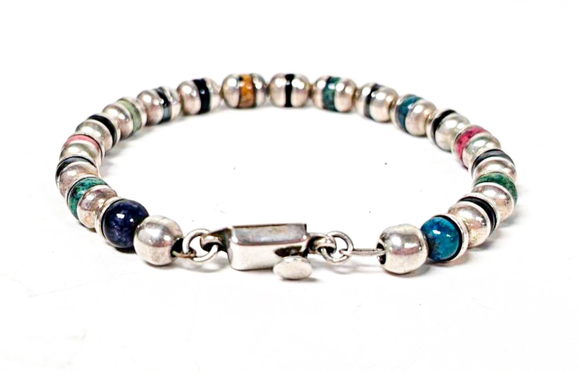 Sterling Silver Bracelet With Multicolored Stones