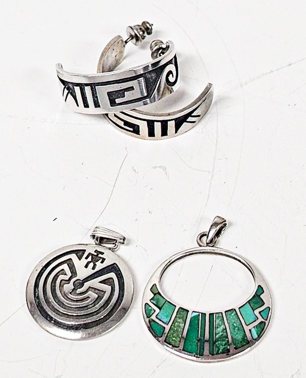 Sterling Silver Earrings and Two Pendants