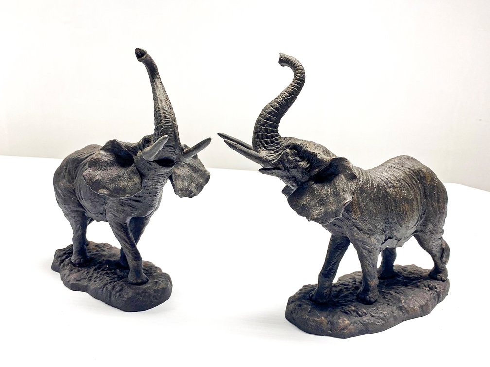 Cast Brass Elephant Bookends