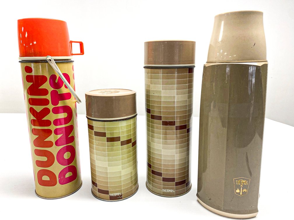 4 Vintage Thermos Containers, Including Dunkin’ Donuts Branded Piece