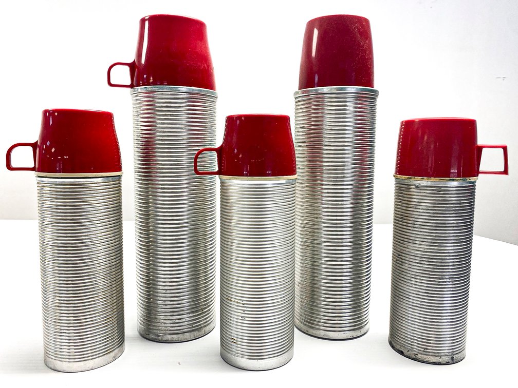 Five Vintage Aluminum Thermoses