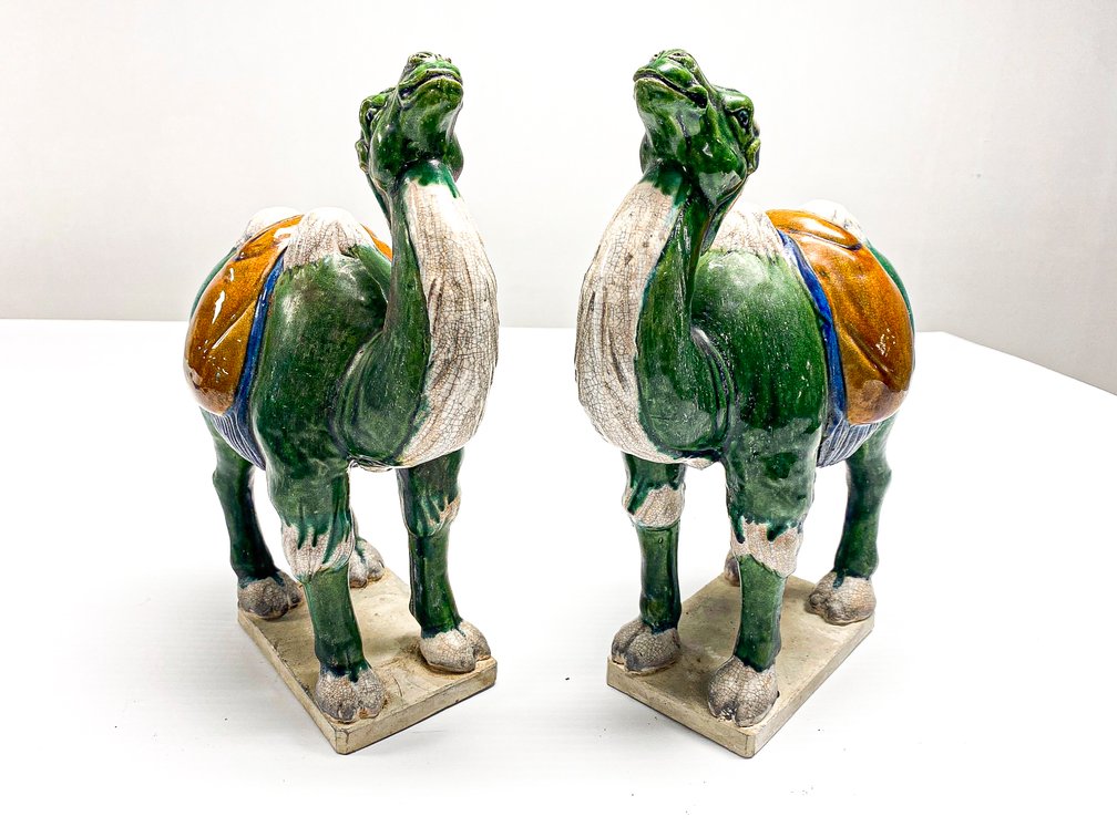 Sancai Chinese Tang Style Ceramic Camel Pair