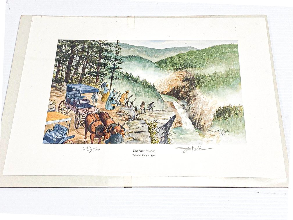 John Kollock Print ‘The First Tourist’ Talullah Falls – 1856