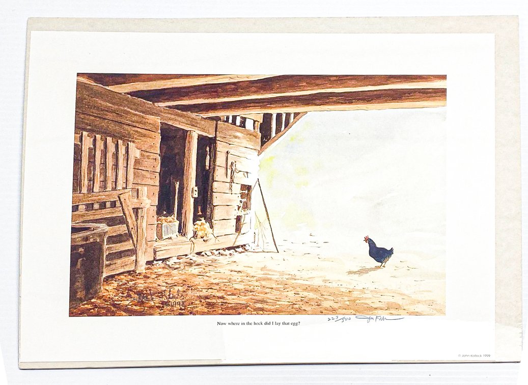 John Kollock Print ‘Now Where in the Heck Did I Lay That Egg?’