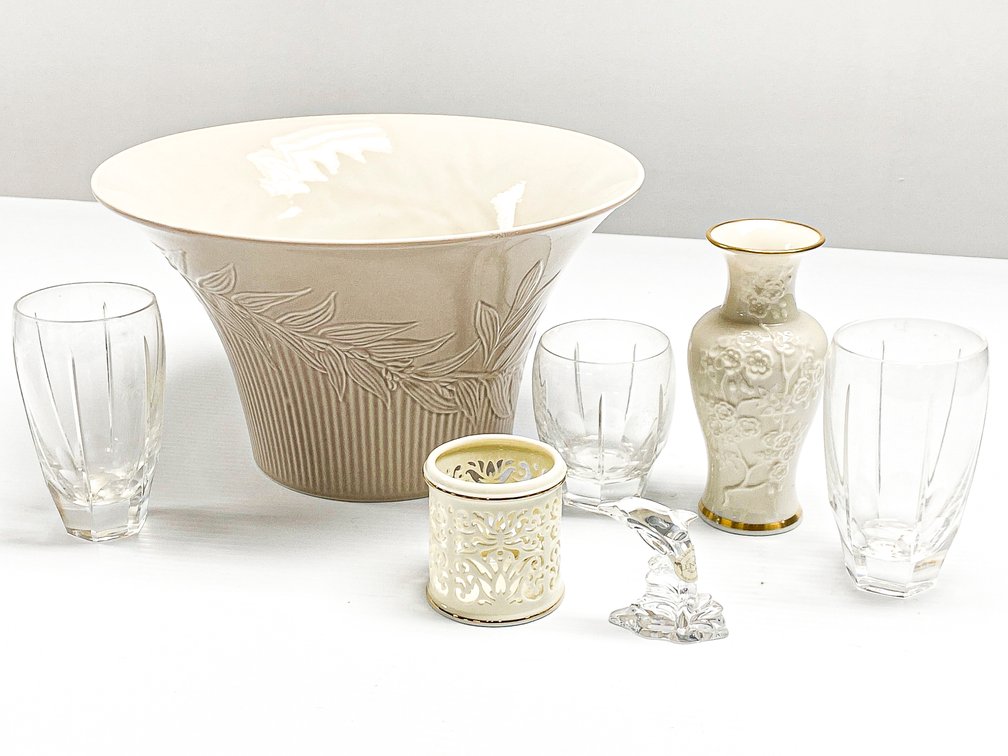 Lenox Porcelain and Crystal Including Large Bowl, Vase, Drinkware & More