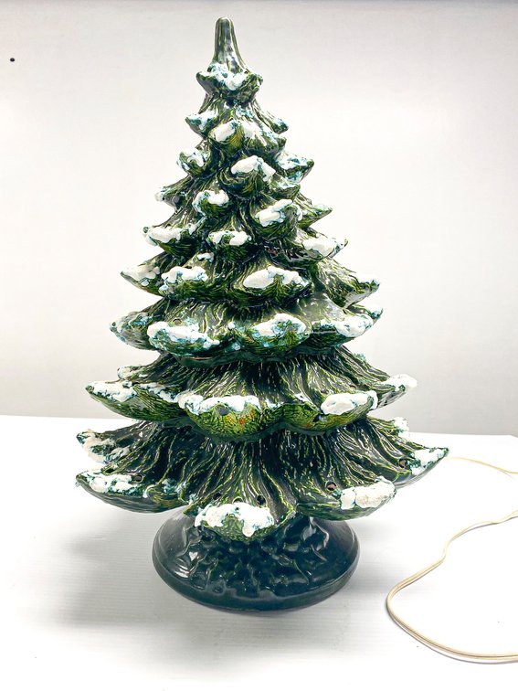 22-Inch Ceramic Christmas Tree with Snow Accents 