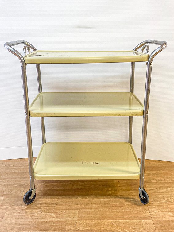 Mid-Century Three-Tier Serving Cart with Removable Tray Top