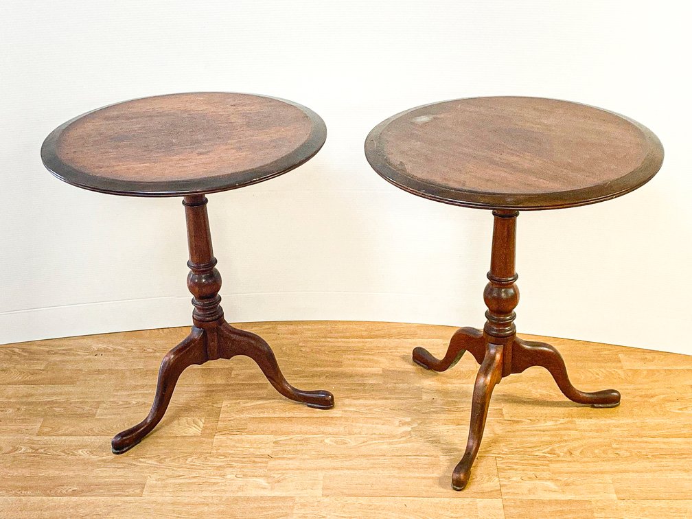 Mahogany Pedestal Side Tables
