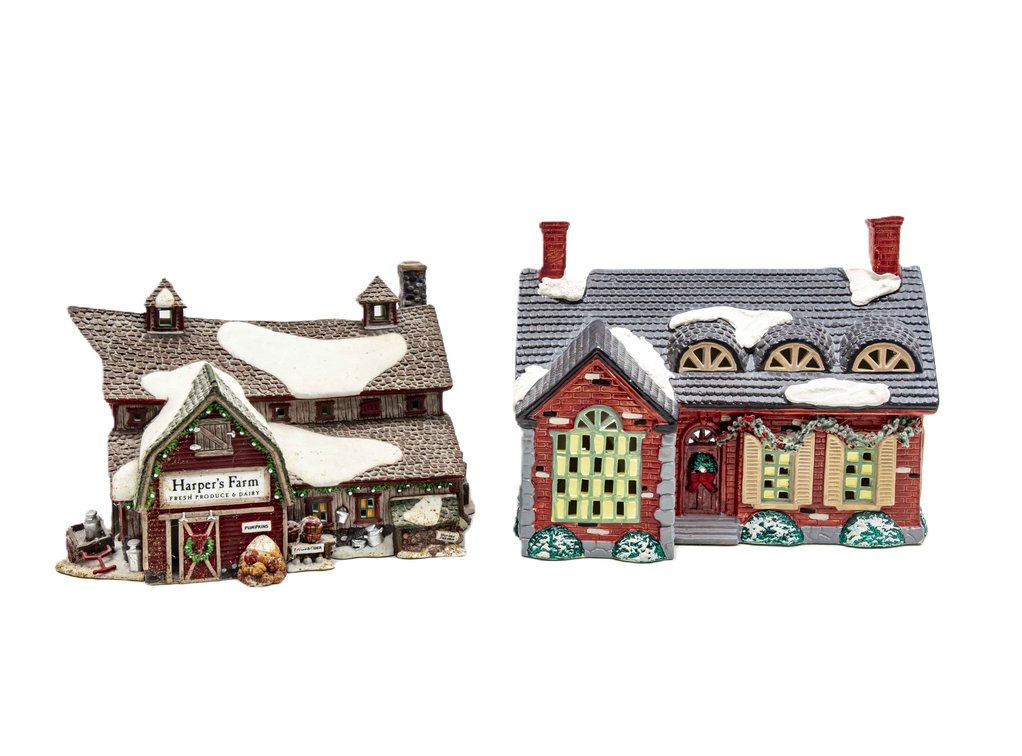 Two- Dept. 56 Snow Village- Farm & House