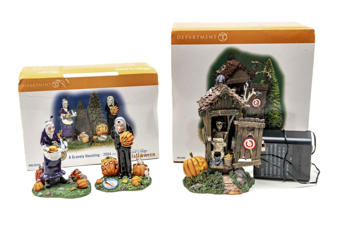 Two- Dept. 56 Halloween Snow Village Accessories