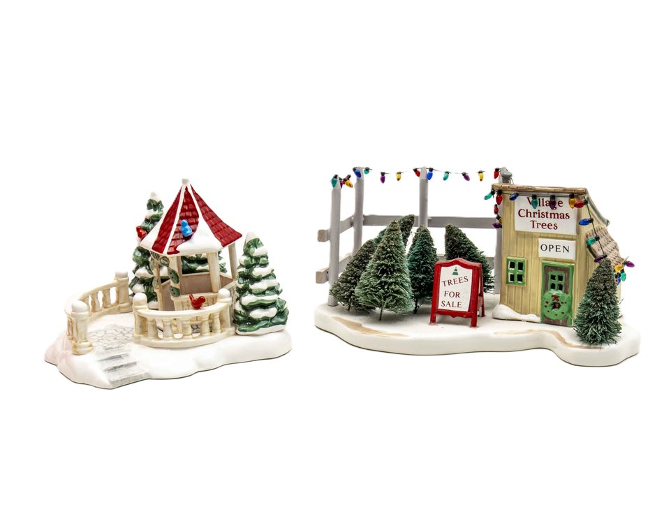 2- Dept. 56 Snow Village- Gazebo & Xmas Tree Lot