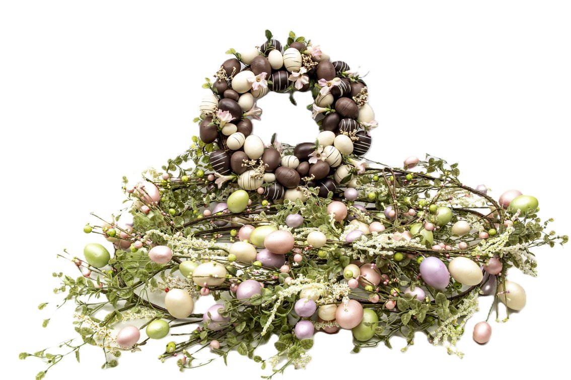 Five Easter Egg Garland & Chocolate Egg Wreath