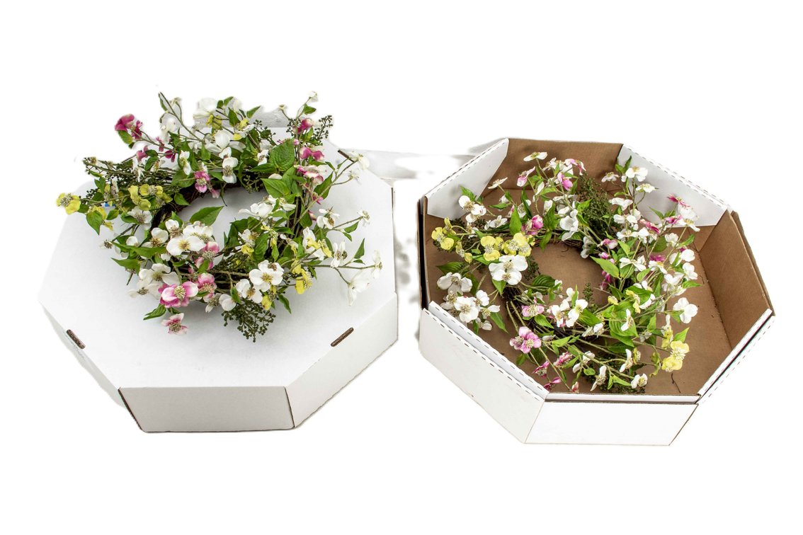 Pair of 18" Dogwood Flowers Floral Door Wreaths