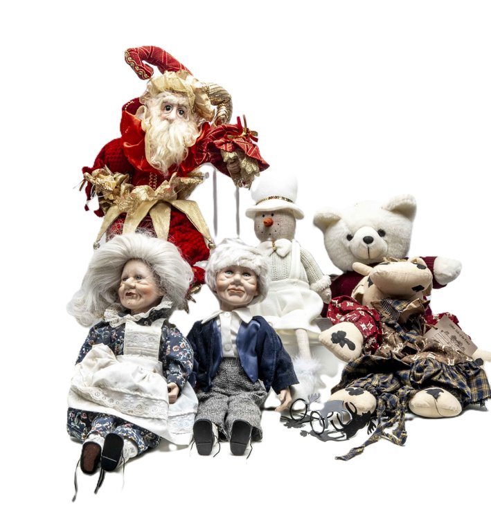 Santa Jester Doll, Old Couple Dolls, & More