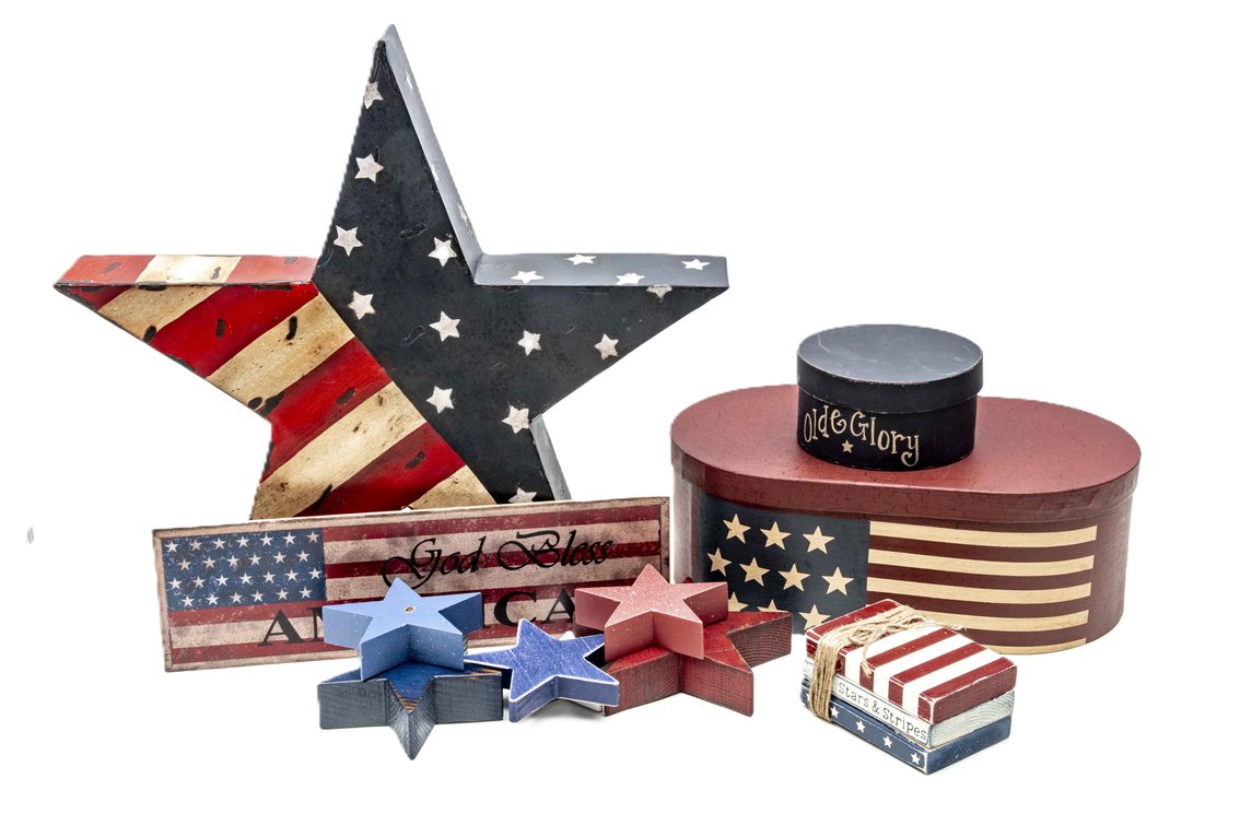Hand Crafted Nesting Boxes, Stars, Metal &Wood Art
