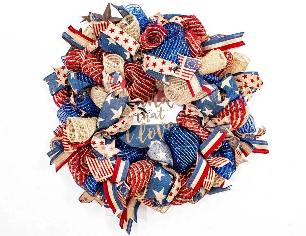 24" American Land That I Love Wreath with Box