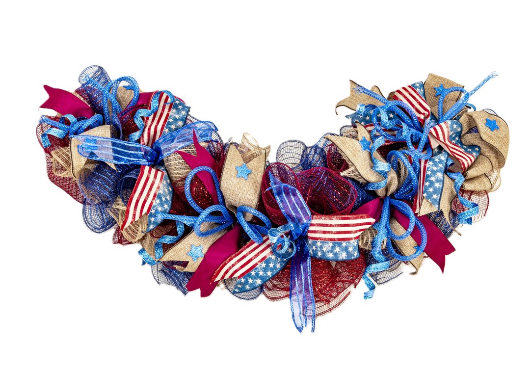 30" American Patriotic Door Wreath Swag