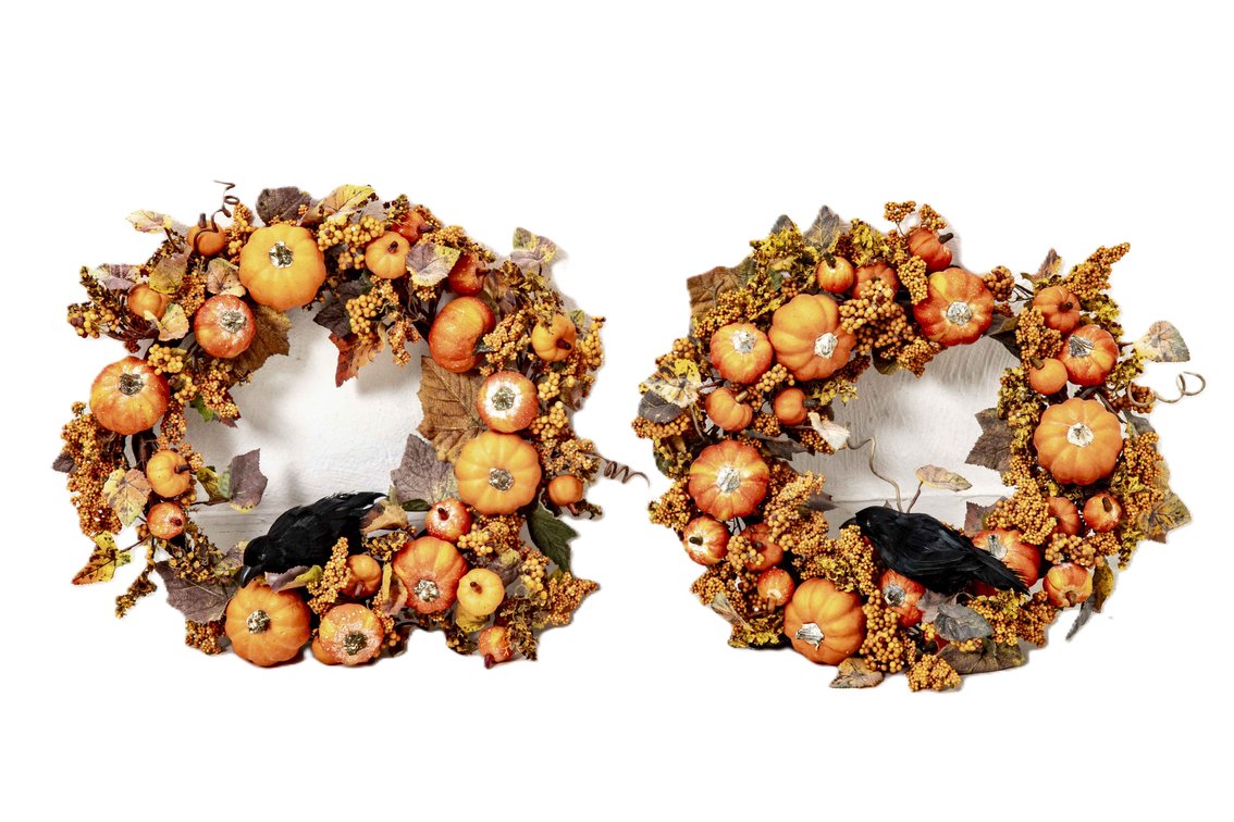 Two (2) Fall/Thanksgiving Pumpkin Wreath