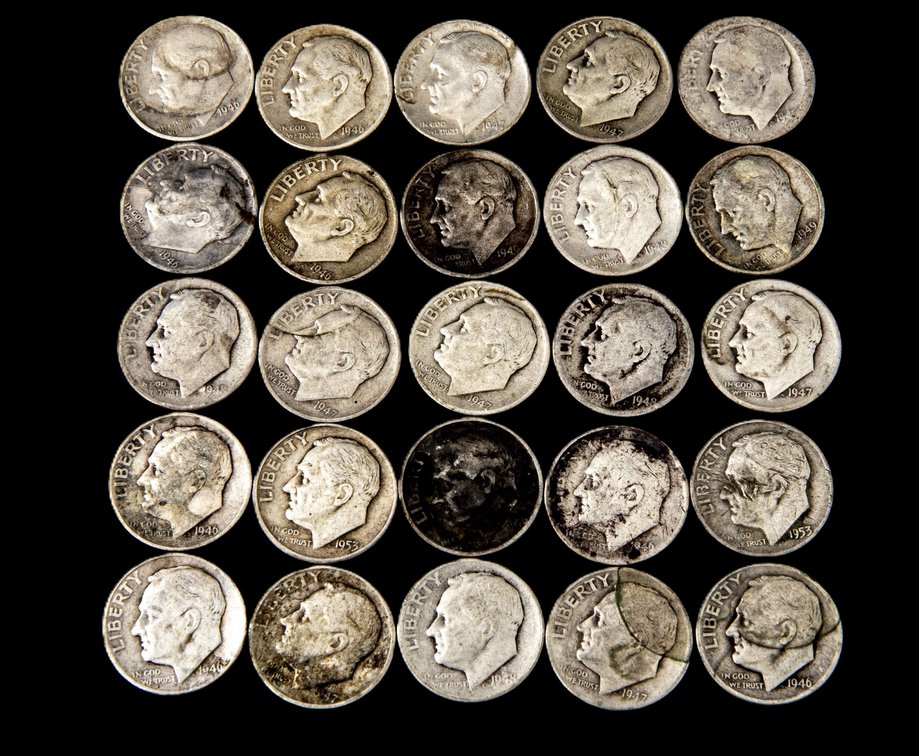 23 1940's Silver Dimes + 2-1950's Dimes