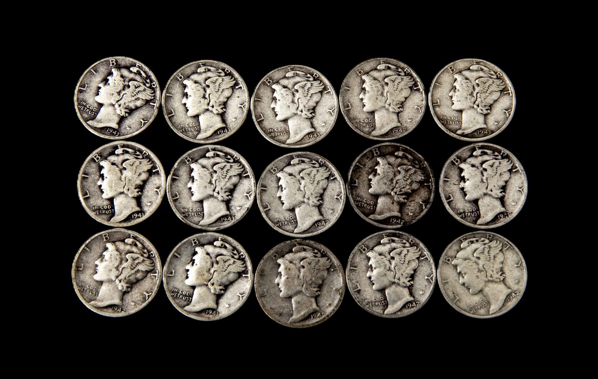 15- 1940-1943 Silver Mercury Dimes