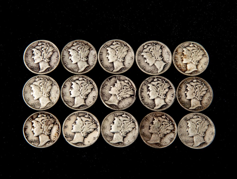 15- 1936-1943 Silver Mercury Dimes