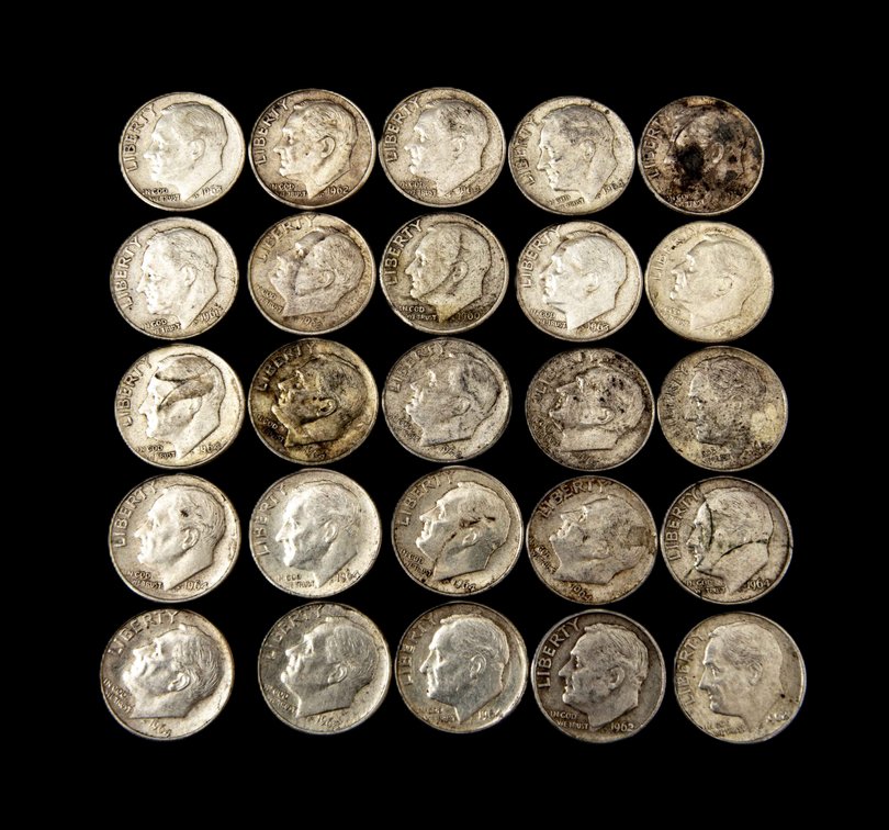 25- 1960's Silver Roosevelt Dimes