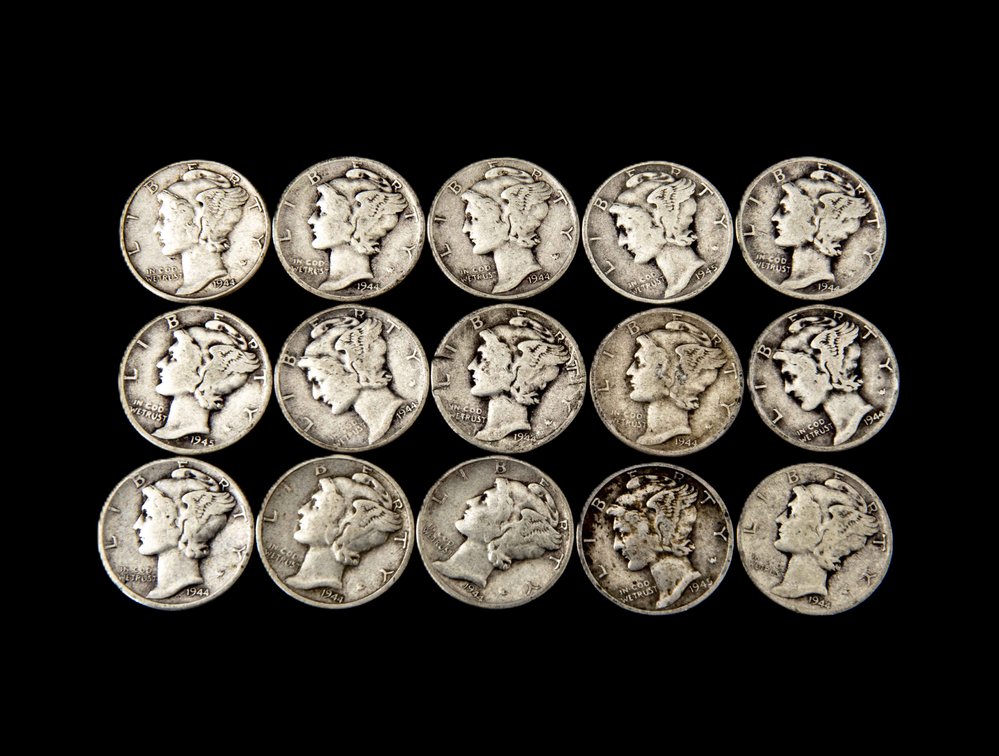15- 1944-1945 Silver Mercury Dimes
