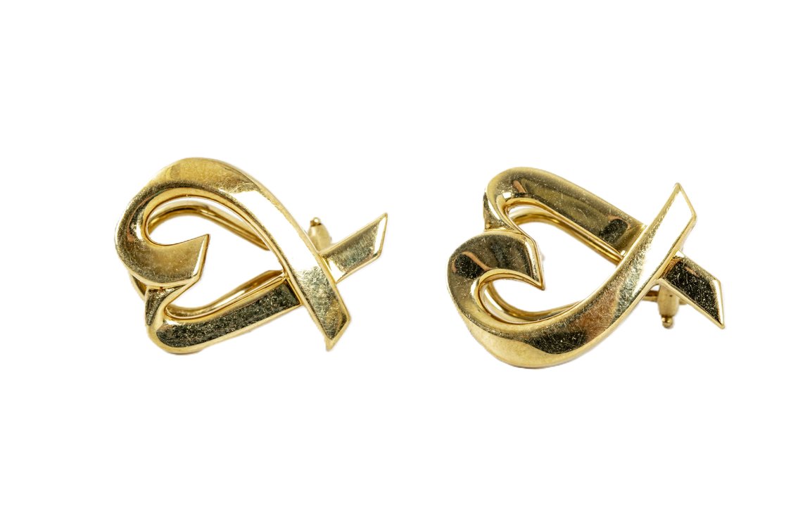 18K Tiffany & Co-Picasso Loving Heart Earrings-11G