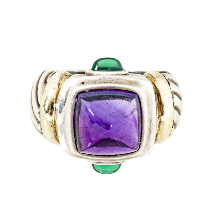D. Yurman Sterling/14K Amethyst Ring- 8.8 G
