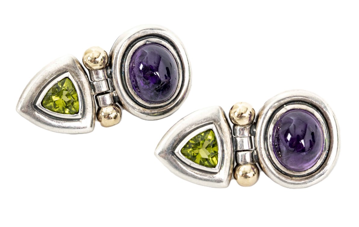 D. Yurman Sterling/14K Amethyst Earrings-16.1 G